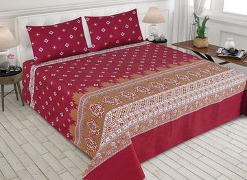 Gul Ahmed-King cotton bedsheet 3 pcs