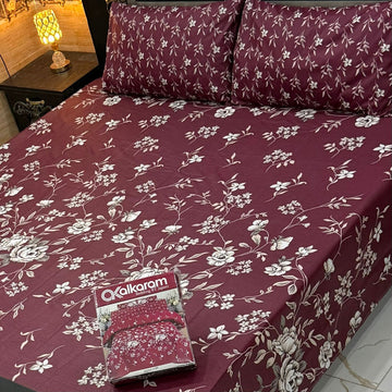 Gul Ahmed-King cotton bedsheet 3 pcs