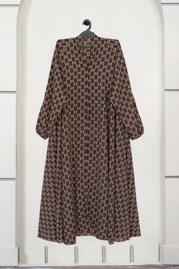 Apricot – Floral Front Open Abaya ( DZN 5524 )