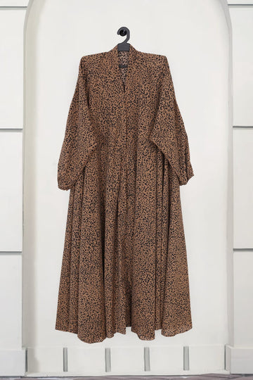 Apricot – Floral Front Open Abaya ( DZN 5512 )