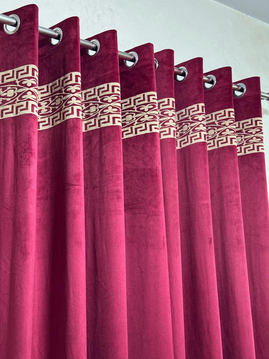 ⚜️ Velvet  Executive Curtain - Top border aplic design✨