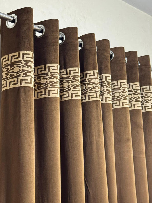 ⚜️ Velvet  Executive Curtain - Top border aplic design✨